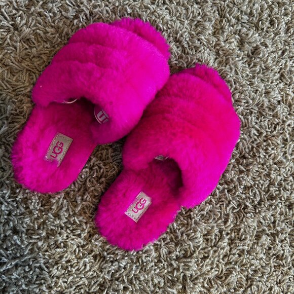 UGG Kids Fluff Yeah Slides in Toddler Size 12 Hot Pink - Picture 4 of 9